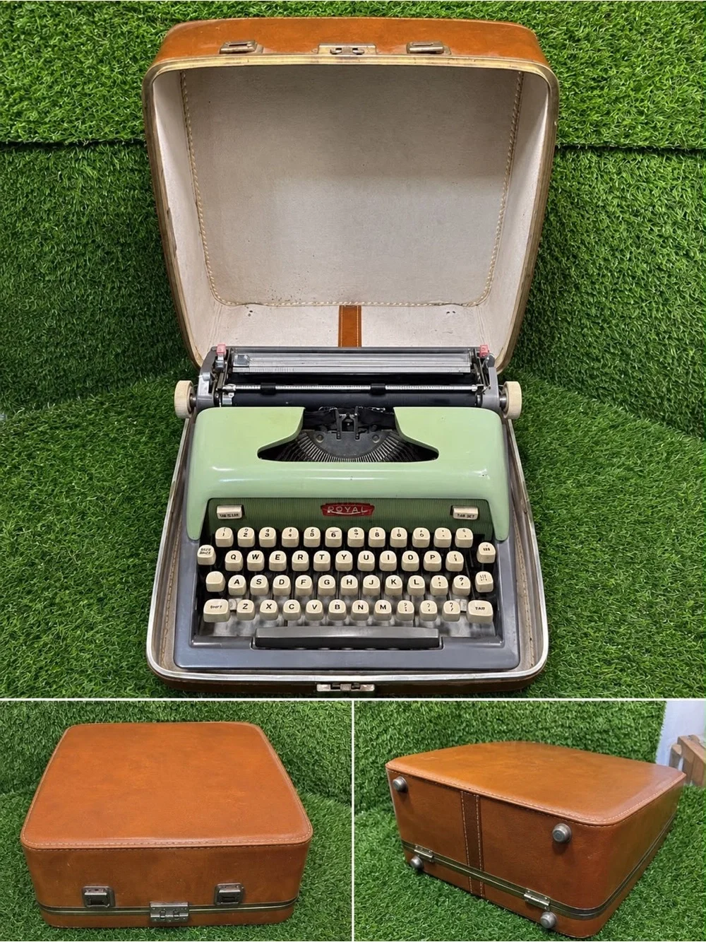 Vintage Royal Safari Portable Manual Typewriter Green with Case